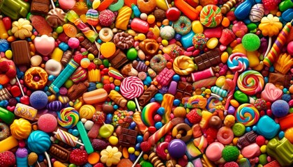 カラフルなお菓子がたくさんの壁紙