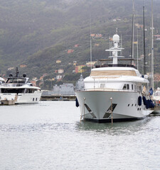 luxury yacht in a harbour in italy