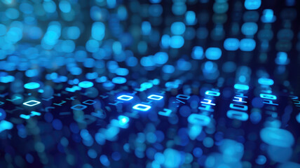 Fototapeta premium Blue digital binary data on computer screen background Generative AI