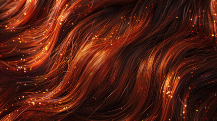 Shimmering Auburn Red Hair Texture For Fashion And Shampoo Promotion