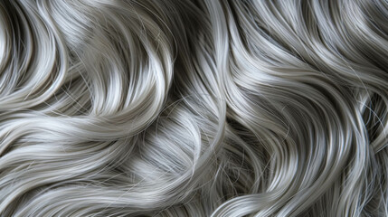 Silver Ash Blonde Hair Texture With Wavy For Fashion And Shampoo Promotion - obrazy, fototapety, plakaty