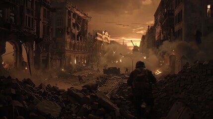 WWII scene in Berlin, Generative AI