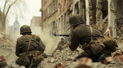 WWII scene in Berlin, Generative AI