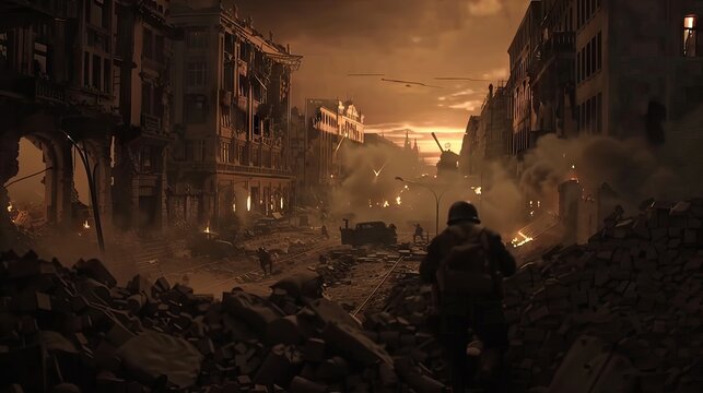 WWII scene in Berlin, Generative AI