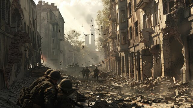 WWII scene in Berlin, Generative AI