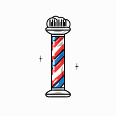 Barber shop pole in cartoon, doodle style. Image for t-shirt, web, mobile apps and ui. Isolated 2d vector illustration in logo, icon, sketch style, Eps 10. AI Generative