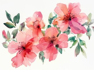 Simplified Watercolor Floral Sketches Distilled to Their Essence with Graceful Strokes