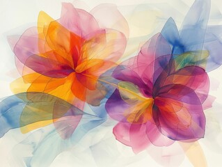 Captivating Floral Explosion Watercolor Inspired Abstract Artwork Celebrating the Interplay of Color and Shape