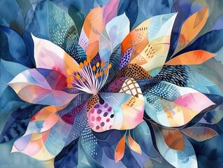 Captivating Floral Fantasia A Vibrant Watercolor Inspired Digital Artwork Exploring the Dynamic Interplay of Color and Shape - obrazy, fototapety, plakaty