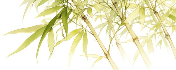 Color pencil, solid white backdrop, simple lines, exquisite painting style, and a pointed bamboo shoot