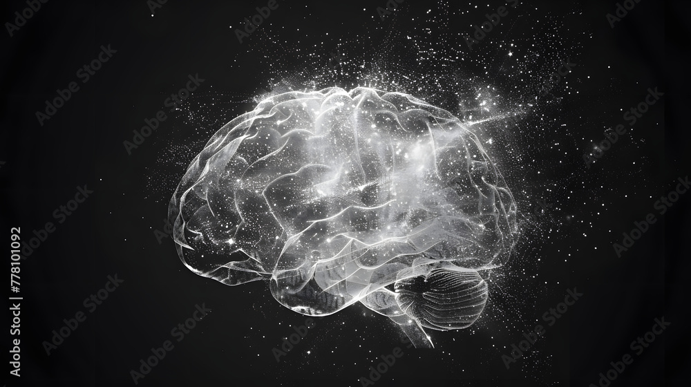 Aufkleber abstract representation of a thinking brain formed by multi-dimentional data