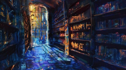 There was a hint of mystery in the air when the old library was lit up at night by lanterns that created long shadows across the bookshelves.