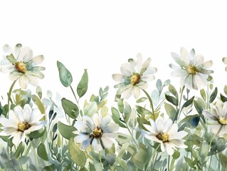 Minimalist Watercolor Daisy Chains with Delicate Floral Design