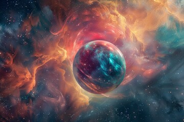 Exploring the Cosmos: 3D Rendered Spherical Panorama of a Space Nebula Generative Ai