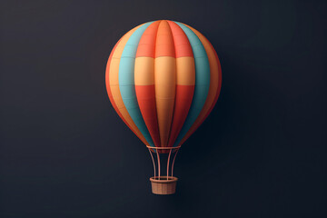 Naklejka premium Hot air balloon 3D icon, travel and vacation concept illustration