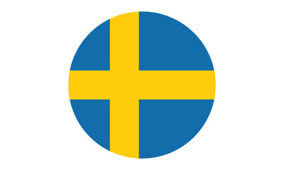 Swedish flag circle transparent png. Sweden flag round.