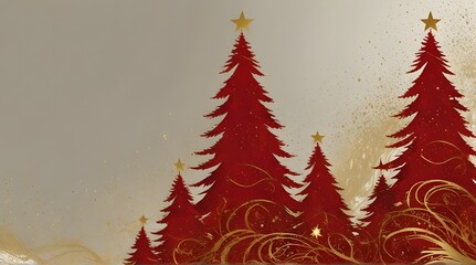 Modern abstract christmas card with swirly red christmas .Generative AI