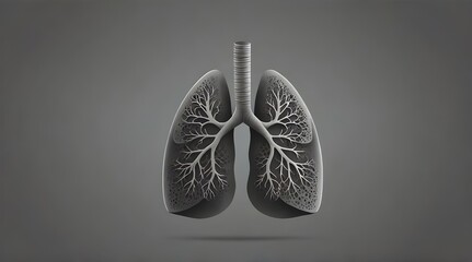 Lung symbol gray color on isolated background for logo design, web icon and other job about medical and health .Generative AI