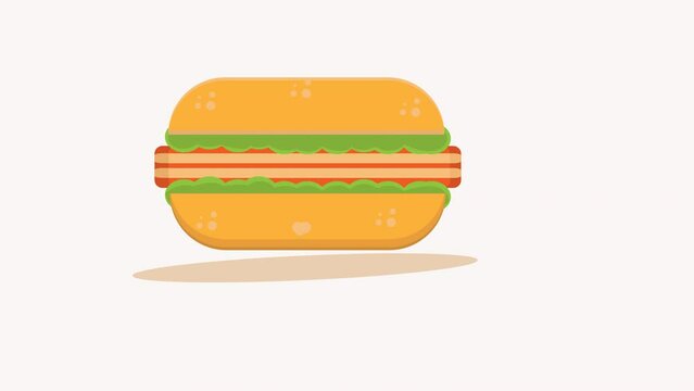 Animated burger icon. Suitable for restaurants, cafes, social media, websites, and to complement your UI/UX design elements. 4K resolution and transparency