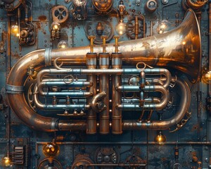 An imaginative design showcasing the power and beauty of brass instruments