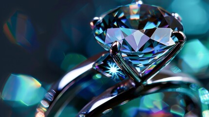 Fototapeta na wymiar Closeup of an elegantly cut gemstone ring emphasizing the precision of cut and radiant light reflections