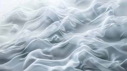 Obraz premium Soft translucent abstract waves in white and light gray tones, creating a calm and ethereal effect