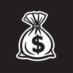 Money Bag in cartoon, doodle style . Image for t-shirt, web, mobile apps and ui. Isolated 2d vector illustration in logo, icon, sketch style, Eps 10, black and white. AI Generative