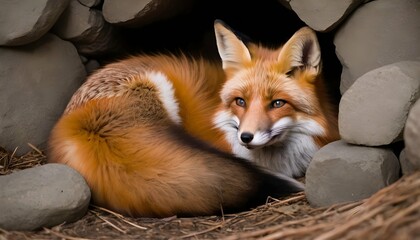 A-Fox-Curled-Up-In-A-Cozy-Den-