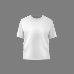 Basic white male t-shirt realistic mockup. Front and back view. Blank textile print template for fashion clothing.