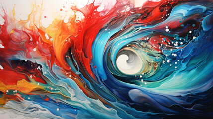 A mesmerizing swirl of vibrant, abstract colors suggesting celestial bodies or otherworldly...