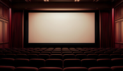 Fototapeta premium Cinema theater empty indoor. Film projection. Movie event festival show.