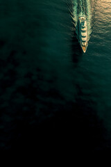large white yacht in the open sea. the concept banner of a travel company