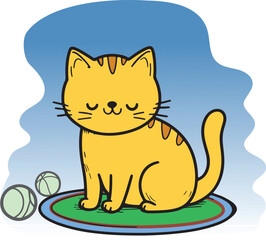 Cartoon cat and balls