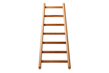 Ascending Path: A Majestic Wooden Ladder Reaches for the Sky on a Blank Canvas. White or PNG Transparent Background.