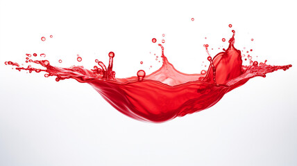 Splash of red water isolated on white background