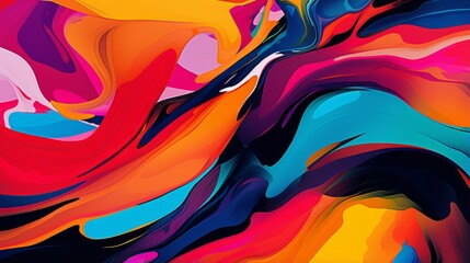 A vibrant digital abstract with bold, contrasting colors
