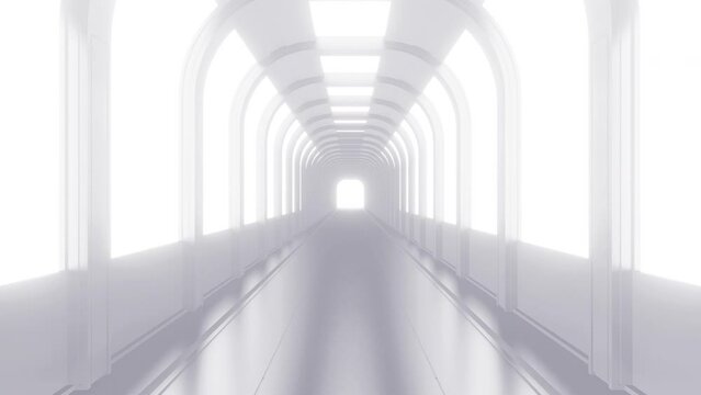 Abstract infinity 3d retro futuristic tunnel. Set motion sci fi background in white, black, and color version. Collection loop animation for game, music.