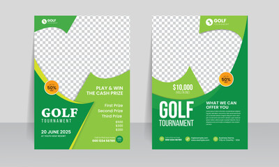 golf tournament championship flyer brochure cover leaflet design template, golf annual sports event vector illustrator. 
