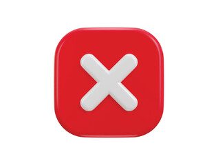 Obraz premium cancel cross mark icon 3d render concept of rejection, false, delete and invalid icon vector illustration