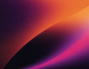 Abstract grainy gradient background purple pink orange black glowing color wave dark backdrop noise texture banner poster header design