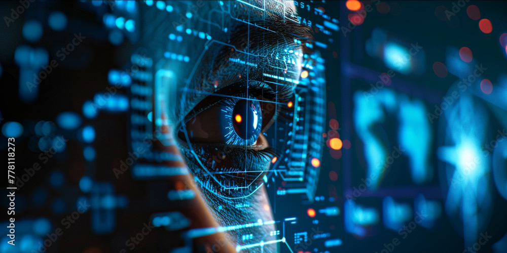 Poster the impact of biometric identification technology on security and privacy realistic stock photograph