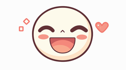 kawaii happy oval face cartoon expression icon. 