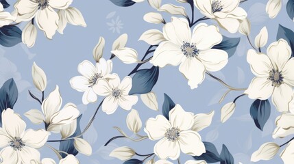 Fototapeta premium Botanical inspired flower pattern evoking a sense of tranquility