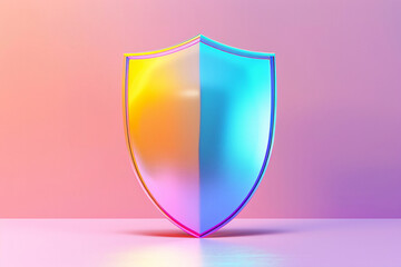 Glossy shield 3D rendering, 3D shield protection icon