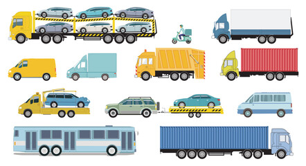 Set von Personenwagen und Lastwagen  isoliert  Illustration - 778121048