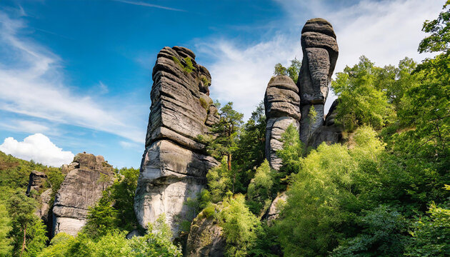 mythical stone giants and viklas and granit rockformation in Blockheide, natural reserve