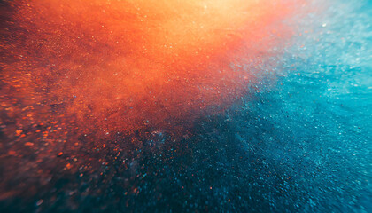 Vibrant grunge grainy background, blue orange red black noise texture color gradient, backdrop...