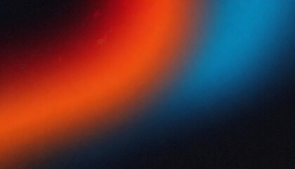 Vibrant orange blue red black grainy gradient background abstract glowing colors dark backdrop...