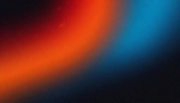 Vibrant orange blue red black grainy gradient background abstract glowing colors dark backdrop noise texture effect