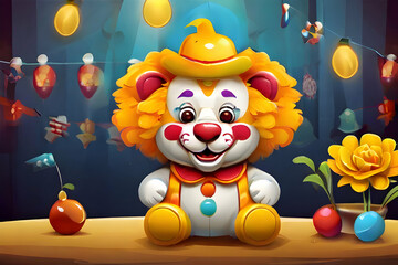 clown with ball. toy, clown, cartoon, fun, christmas, circus, isolated, holiday, 3d, child, funny, illustration,Ai generated 